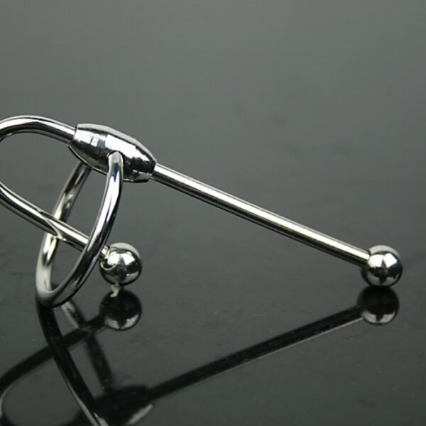 Stainless Steel Penis Ring With Urethral Sound