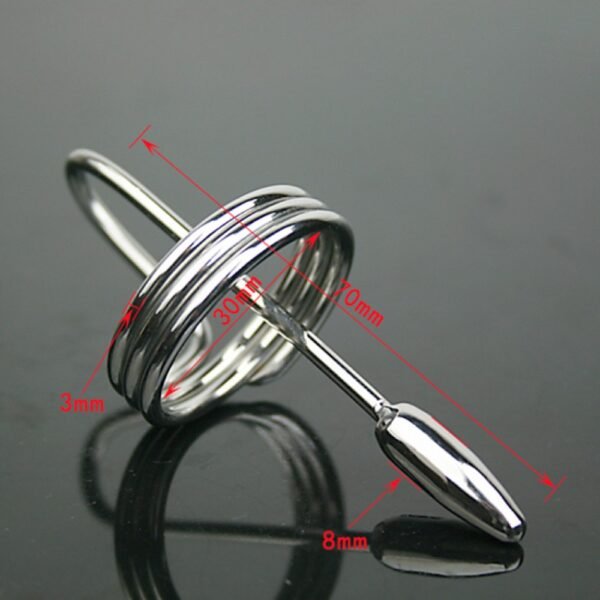 Stainless Steel Penis Ring With Urethral Sound - Image 2