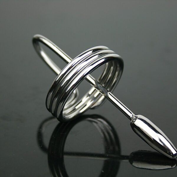 Stainless Steel Penis Ring With Urethral Sound