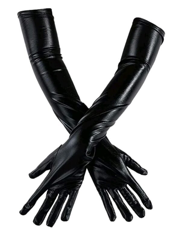 PU Leather Long Solid Gloves