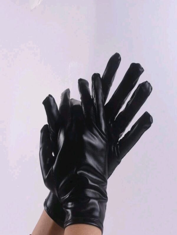 Black Patent Pu Leather Gloves - Chic and Timeless Accessories