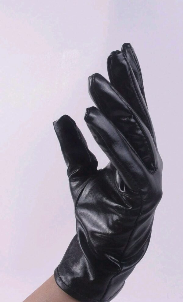 Black Patent Pu Leather Gloves - Chic and Timeless Accessories - Image 2